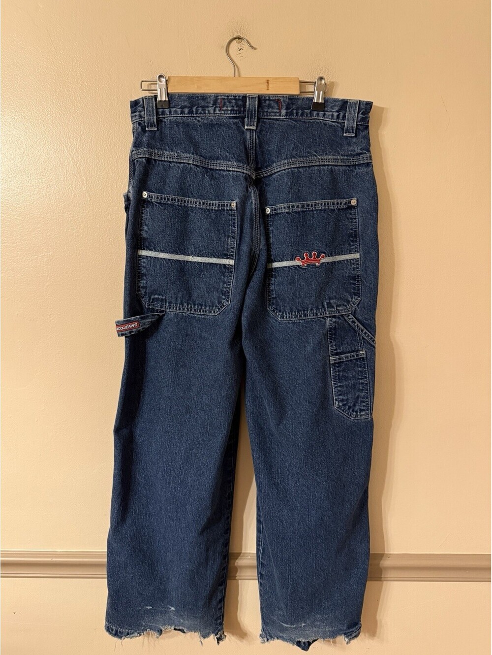 Vintage 90’s JNCO Wide Leg Baggy Carpenter Jeans Thrashed Size 33x32 Grunge Rare